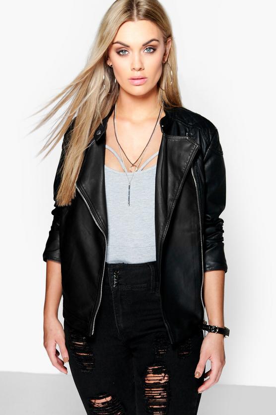 Plus Eliza Quilted Faux Leather Biker Jacket